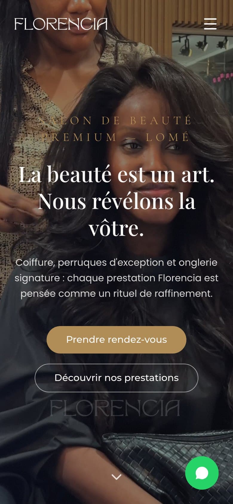 Florencia homepage on a phone